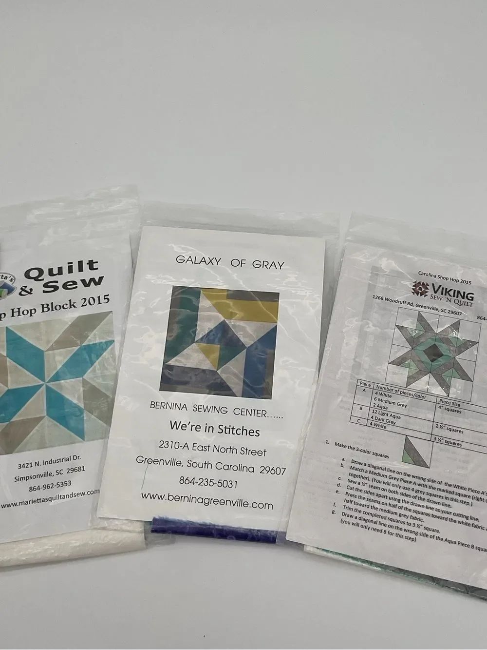 Lot of 3 Quilt Blocks-Fabric Included